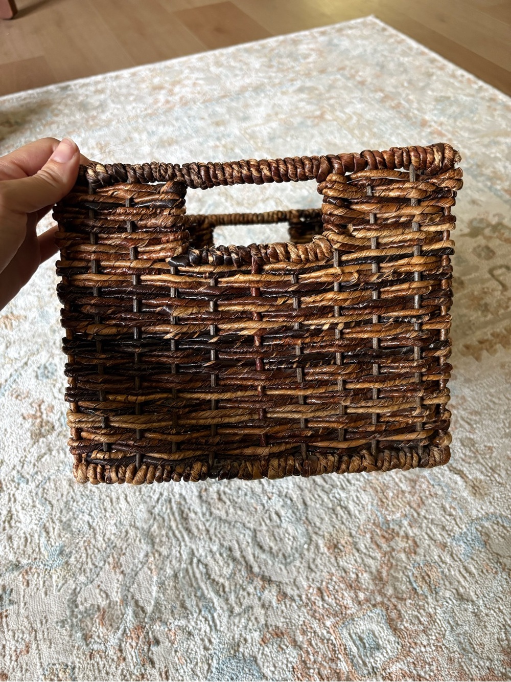Target Woven Tote Bag in Dark Brown and Tan - Picture 4 of 7